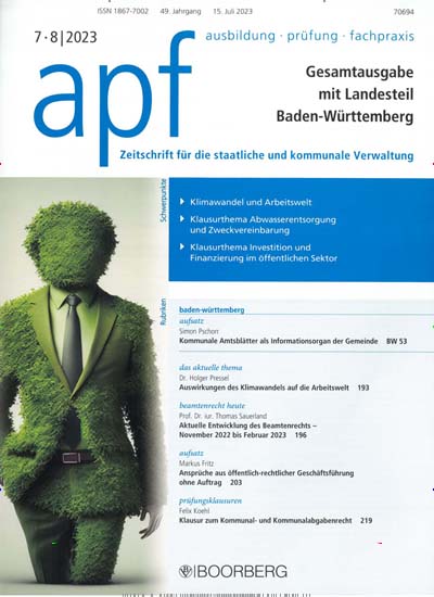 Titelbild der Ausgabe 8/2023 von apf für Baden-Württemberg. Diese Zeitschrift und viele weitere Zeitschriften für Pädagogik als Abo oder epaper bei United Kiosk online kaufen.