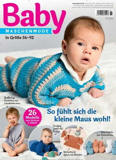 Titelbild der Ausgabe 61/2024 von Baby Maschenmode. Diese Zeitschrift und viele weitere Modemagazine und DIY-Magazine als Abo oder epaper bei United Kiosk online kaufen.