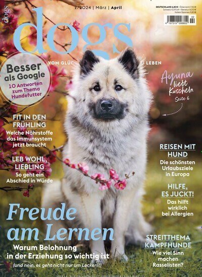 Titelbild der Ausgabe 2/2024 von Dogs. Diese Zeitschrift und viele weitere Elternzeitschriften und Tierzeitschriften als Abo oder epaper bei United Kiosk online kaufen.