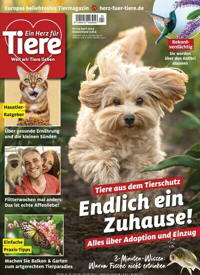 Titelbild der Ausgabe 4/2024 von Ein Herz für Tiere. Diese Zeitschrift und viele weitere Elternzeitschriften und Tierzeitschriften als Abo oder epaper bei United Kiosk online kaufen.