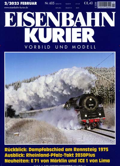 Titelbild der Ausgabe 2/2023 von Eisenbahn-Kurier. Diese Zeitschrift und viele weitere Reisemagazine, Freizeitmagazine und Wissensmagazine als Abo oder epaper bei United Kiosk online kaufen.