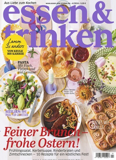 Titelbild der Ausgabe 4/2024 von essen & trinken. Diese Zeitschrift und viele weitere Kochzeitschriften und Backzeitschriften als Abo oder epaper bei United Kiosk online kaufen.