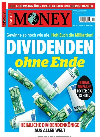 Titelbild der Ausgabe 14/2024 von FOCUS Money. Diese Zeitschrift und viele weitere Wirtschaftsmagazine und Politikmagazine als Abo oder epaper bei United Kiosk online kaufen.