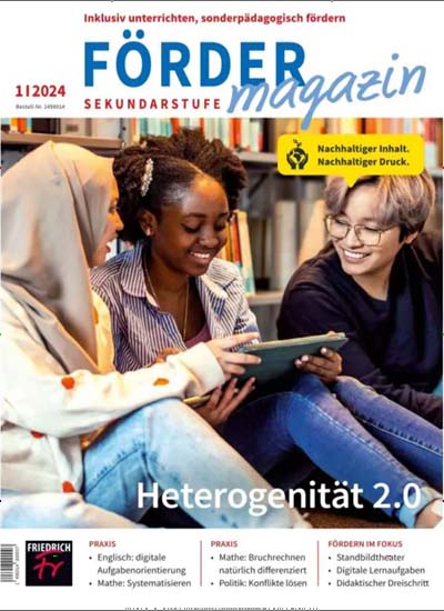 Titelbild der Ausgabe 1/2024 von Fördermagazin Sekundarstufe. Diese Zeitschrift und viele weitere Zeitschriften für Pädagogik als Abo oder epaper bei United Kiosk online kaufen.