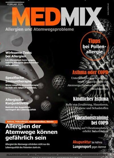 Titelbild der Ausgabe 2/2024 von Medmix Allergien und Atemwegsprobleme. Diese Zeitschrift und viele weitere Pflegezeitschriften und medizinische Fachzeitschriften als Abo oder epaper bei United Kiosk online kaufen.