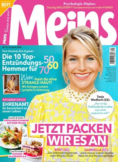 Titelbild der Ausgabe 9/2024 von Meins. Diese Zeitschrift und viele weitere Frauenzeitschriften als Abo oder epaper bei United Kiosk online kaufen.