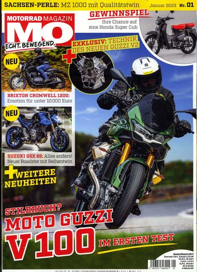Titelbild der Ausgabe 1/2023 von MO Motorradmagazin. Diese Zeitschrift und viele weitere Automagazine und Motorradzeitschriften als Abo oder epaper bei United Kiosk online kaufen.