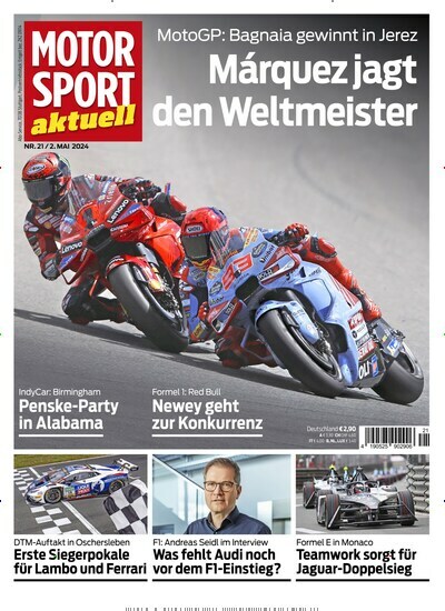 Titelbild der Ausgabe 21/2024 von Motor Sport aktuell. Diese Zeitschrift und viele weitere Automagazine und Motorradzeitschriften als Abo oder epaper bei United Kiosk online kaufen.