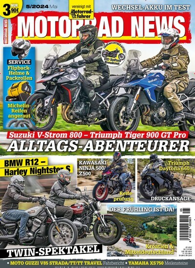 Titelbild der Ausgabe 5/2024 von Motorrad News. Diese Zeitschrift und viele weitere Automagazine und Motorradzeitschriften als Abo oder epaper bei United Kiosk online kaufen.