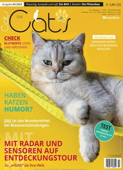 Titelbild der Ausgabe 4/2024 von Our Cats. Diese Zeitschrift und viele weitere Elternzeitschriften und Tierzeitschriften als Abo oder epaper bei United Kiosk online kaufen.
