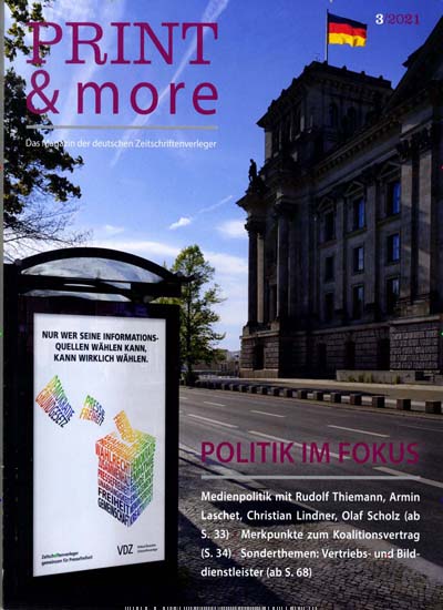 Titelbild der Ausgabe 3/2021 von print & more. Diese Zeitschrift und viele weitere Logistikmagazine und Medienmagazine als Abo oder epaper bei United Kiosk online kaufen.