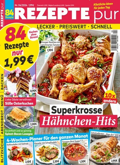 Titelbild der Ausgabe 4/2024 von Rezepte pur. Diese Zeitschrift und viele weitere Kochzeitschriften und Backzeitschriften als Abo oder epaper bei United Kiosk online kaufen.
