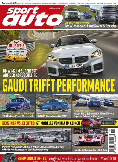 Titelbild der Ausgabe 4/2024 von Sport Auto. Diese Zeitschrift und viele weitere Automagazine und Motorradzeitschriften als Abo oder epaper bei United Kiosk online kaufen.