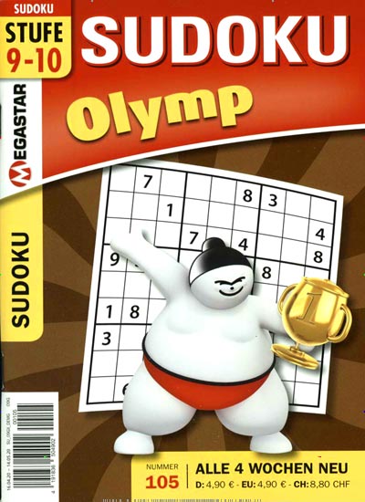 Titelbild der Ausgabe 105/2020 von Sudoku Olymp. Diese Zeitschrift und viele weitere Groschenromane und Rätselhefte als Abo oder epaper bei United Kiosk online kaufen.