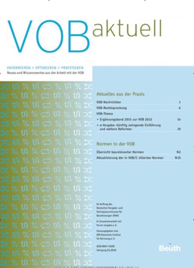Titelbild der Ausgabe 1/2023 von VOB aktuell. Diese Zeitschrift und viele weitere Jurazeitschriften und Zeitschriften für Verwaltung als Abo oder epaper bei United Kiosk online kaufen.