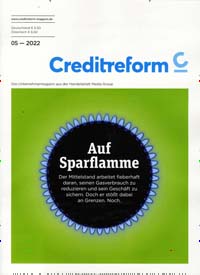 Titelbild der Ausgabe 5/2022 von Creditreform. Diese Zeitschrift und viele weitere Businessmagazine als Abo oder epaper bei United Kiosk online kaufen.
