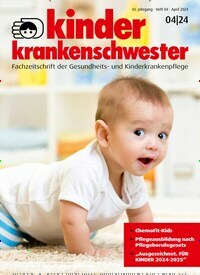 Titelbild der Ausgabe 4/2024 von Kinderkrankenschwester. Diese Zeitschrift und viele weitere Pflegezeitschriften und medizinische Fachzeitschriften als Abo oder epaper bei United Kiosk online kaufen.