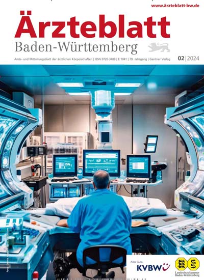 Titelbild der Ausgabe 2/2024 von Ärzteblatt Baden-Württemberg. Diese Zeitschrift und viele weitere Pflegezeitschriften und medizinische Fachzeitschriften als Abo oder epaper bei United Kiosk online kaufen.
