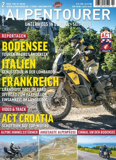 Titelbild der Ausgabe 2/2024 von Alpentourer. Diese Zeitschrift und viele weitere Automagazine und Motorradzeitschriften als Abo oder epaper bei United Kiosk online kaufen.