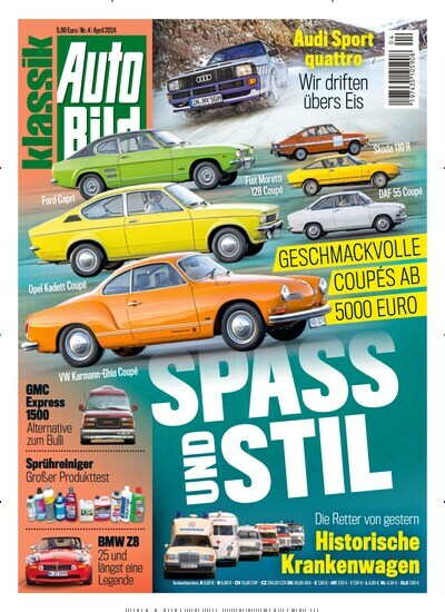 Titelbild der Ausgabe 4/2024 von Auto Bild klassik. Diese Zeitschrift und viele weitere Automagazine und Motorradzeitschriften als Abo oder epaper bei United Kiosk online kaufen.