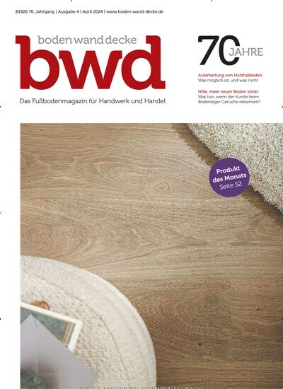 Titelbild der Ausgabe 4/2024 von bwd boden wand decke. Diese Zeitschrift und viele weitere Architekturzeitschriften und Bauzeitschriften als Abo oder epaper bei United Kiosk online kaufen.