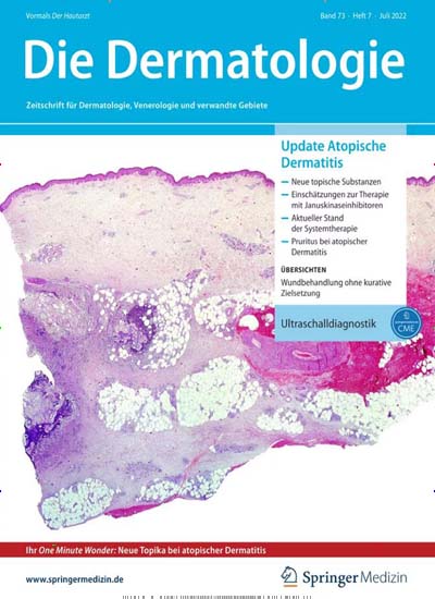 Titelbild der Ausgabe 1/2023 von Die Dermatologie. Diese Zeitschrift und viele weitere Pflegezeitschriften und medizinische Fachzeitschriften als Abo oder epaper bei United Kiosk online kaufen.