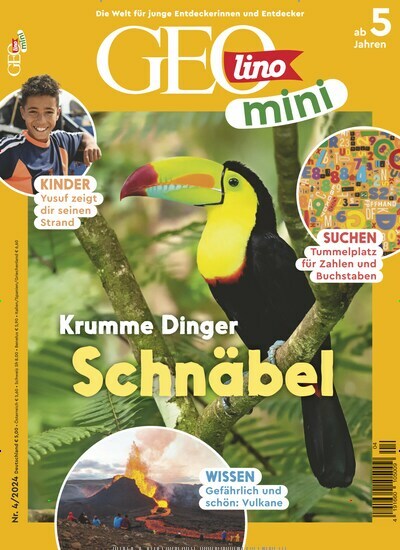 Titelbild der Ausgabe 4/2024 von GEOlino mini. Diese Zeitschrift und viele weitere Jugendzeitschriften und Kinderzeitschriften als Abo oder epaper bei United Kiosk online kaufen.