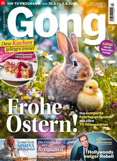 Titelbild der Ausgabe 13/2024 von Gong. Diese Zeitschrift und viele weitere Programmzeitschriften als Abo oder epaper bei United Kiosk online kaufen.