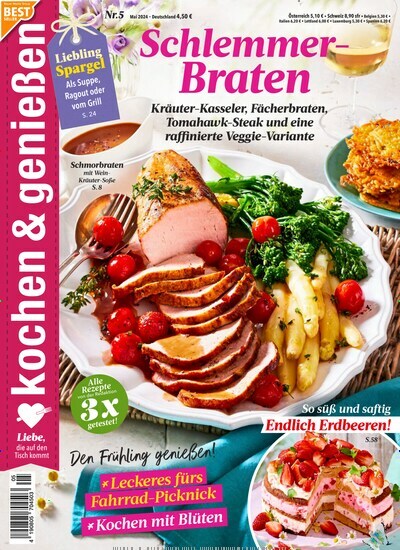 Titelbild der Ausgabe 5/2024 von kochen & genießen. Diese Zeitschrift und viele weitere Kochzeitschriften und Backzeitschriften als Abo oder epaper bei United Kiosk online kaufen.