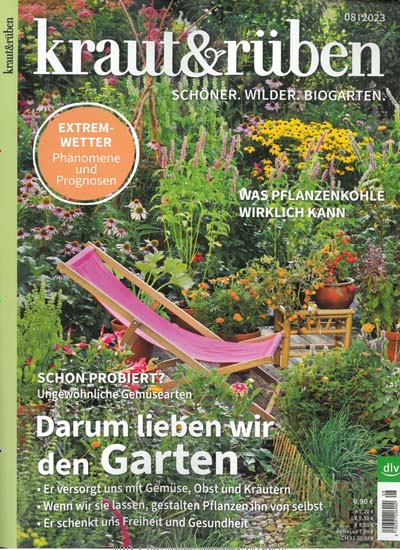 Titelbild der Ausgabe 8/2023 von kraut & rüben. Diese Zeitschrift und viele weitere Gartenzeitschriften und Wohnzeitschriften als Abo oder epaper bei United Kiosk online kaufen.