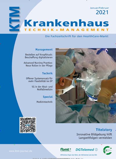 Titelbild der Ausgabe 2/2021 von KTM Krankenhaus Technik + Management. Diese Zeitschrift und viele weitere Pflegezeitschriften und medizinische Fachzeitschriften als Abo oder epaper bei United Kiosk online kaufen.