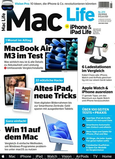 Titelbild der Ausgabe 5/2024 von Mac Life. Diese Zeitschrift und viele weitere Computerzeitschriften, Tabletmagazine und Smartphonemagazine als Abo oder epaper bei United Kiosk online kaufen.