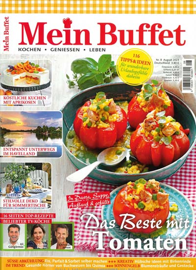 Titelbild der Ausgabe 8/2023 von Mein Buffet. Diese Zeitschrift und viele weitere Kochzeitschriften und Backzeitschriften als Abo oder epaper bei United Kiosk online kaufen.