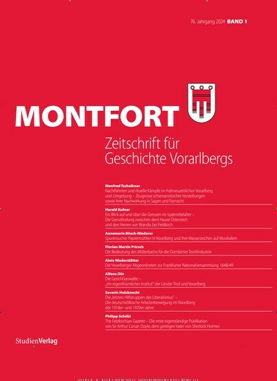 Titelbild der Ausgabe 1/2024 von Montfort. Diese Zeitschrift und viele weitere Wissenschaftsmagazine als Abo oder epaper bei United Kiosk online kaufen.