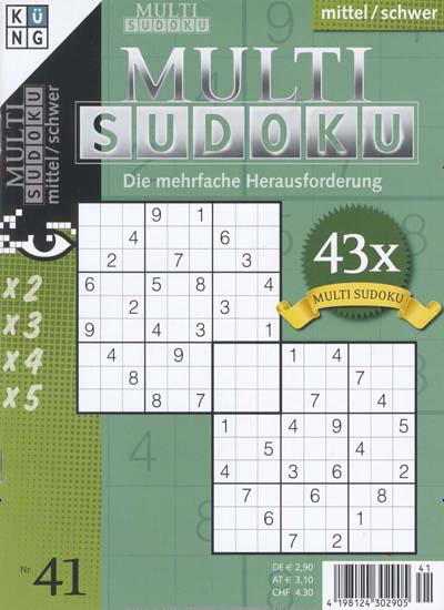 Titelbild der Ausgabe 41/2020 von Multi Sudoku. Diese Zeitschrift und viele weitere Groschenromane und Rätselhefte als Abo oder epaper bei United Kiosk online kaufen.