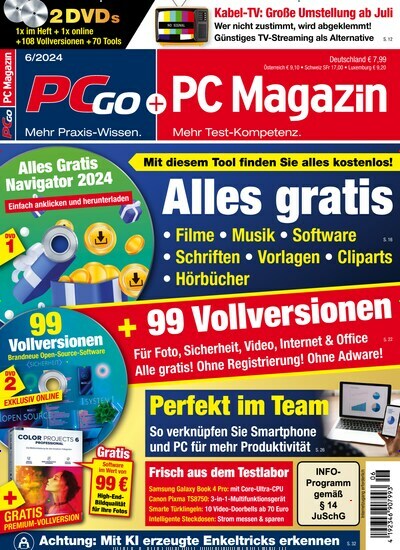 Titelbild der Ausgabe 6/2024 von PC Magazin. Diese Zeitschrift und viele weitere Computerzeitschriften, Tabletmagazine und Smartphonemagazine als Abo oder epaper bei United Kiosk online kaufen.