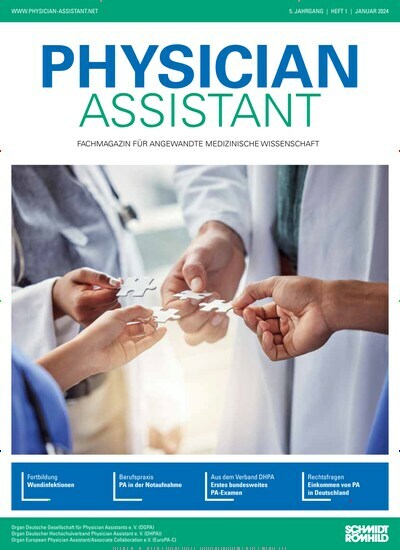 Titelbild der Ausgabe 1/2024 von Physican Assistant. Diese Zeitschrift und viele weitere Pflegezeitschriften und medizinische Fachzeitschriften als Abo oder epaper bei United Kiosk online kaufen.
