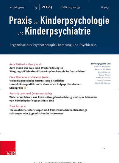 Titelbild der Ausgabe 5/2023 von Praxis der Kinderpsychologie und Kinderpsychiatrie. Diese Zeitschrift und viele weitere Pflegezeitschriften und medizinische Fachzeitschriften als Abo oder epaper bei United Kiosk online kaufen.