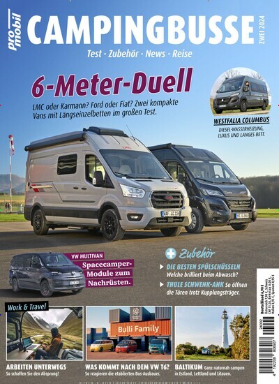 Titelbild der Ausgabe 2/2024 von promobil Campingbusse. Diese Zeitschrift und viele weitere Automagazine und Motorradzeitschriften als Abo oder epaper bei United Kiosk online kaufen.