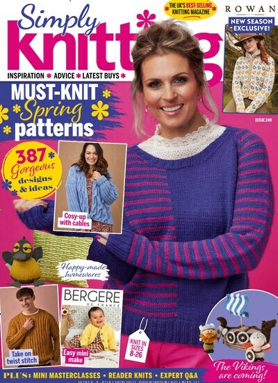 Titelbild der Ausgabe 4/2024 von Simply Knitting. Diese Zeitschrift und viele weitere Modemagazine und DIY-Magazine als Abo oder epaper bei United Kiosk online kaufen.