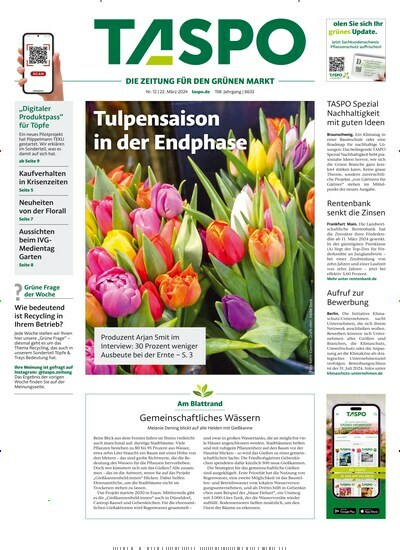 Titelbild der Ausgabe 12/2024 von TASPO. Diese Zeitschrift und viele weitere Naturzeitschriften, Landwirtschaftszeitungen und Umweltmagazine als Abo oder epaper bei United Kiosk online kaufen.
