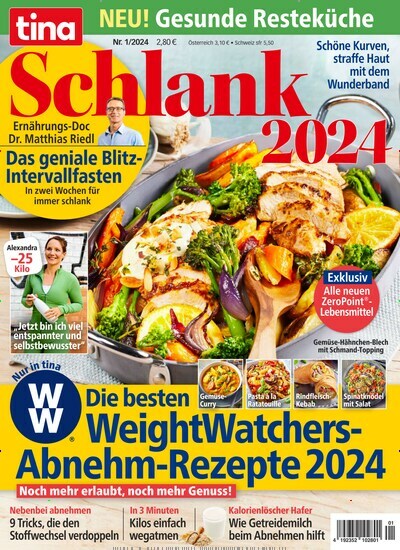 Titelbild der Ausgabe 1/2024 von tina Schlank. Diese Zeitschrift und viele weitere Frauenzeitschriften als Abo oder epaper bei United Kiosk online kaufen.