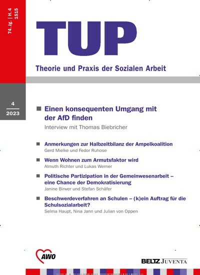 Titelbild der Ausgabe 4/2023 von TUP Theorie und Praxis der Sozialen Arbeit. Diese Zeitschrift und viele weitere Zeitschriften für Pädagogik als Abo oder epaper bei United Kiosk online kaufen.