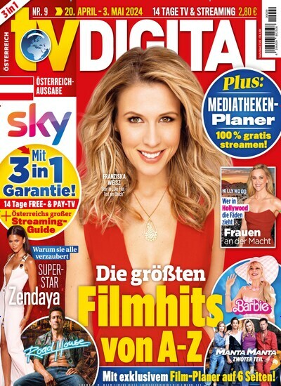 Titelbild der Ausgabe 9/2024 von TV Digital Sky Österreich. Diese Zeitschrift und viele weitere Programmzeitschriften als Abo oder epaper bei United Kiosk online kaufen.