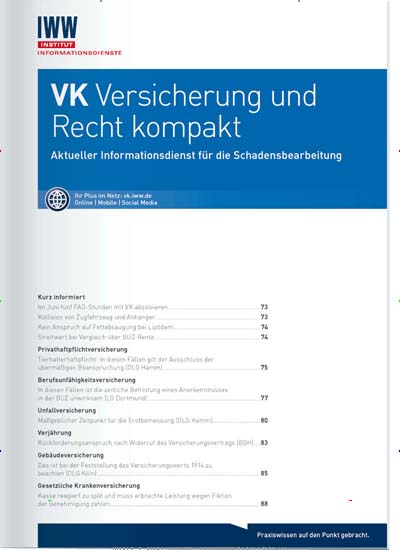 Titelbild der Ausgabe 4/2021 von VK Versicherung und Recht kompakt. Diese Zeitschrift und viele weitere Jurazeitschriften und Zeitschriften für Verwaltung als Abo oder epaper bei United Kiosk online kaufen.