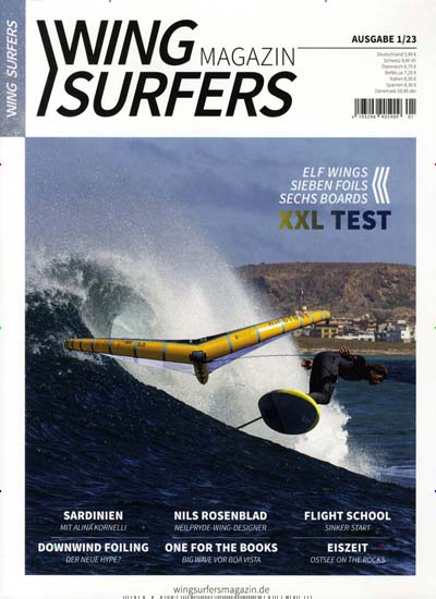 Titelbild der Ausgabe 1/2023 von Wing Surfers Magazin. Diese Zeitschrift und viele weitere Sportmagazine als Abo oder epaper bei United Kiosk online kaufen.